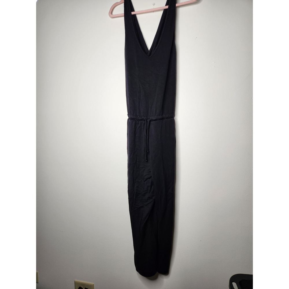 Beyond Yoga Farrah Cropped Jumpsuit Womens Size L Black Terry Cross Back Modal - Picture 3 of 11